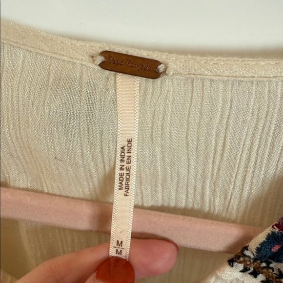 Free People Beige Boho Embroidered Blouse - Picture 3 of 3